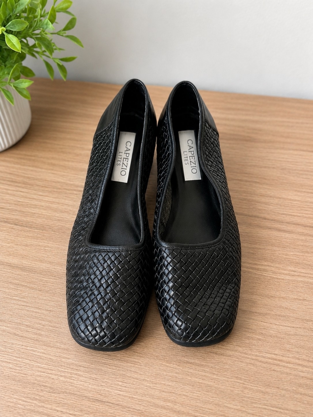 Capezio Black Woven Square-Toe Ballet Flats
